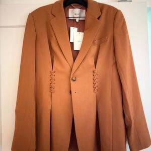 NWT A.L.C. Maverick lace-up trim jacket in tawny brown viscose-blend fabric